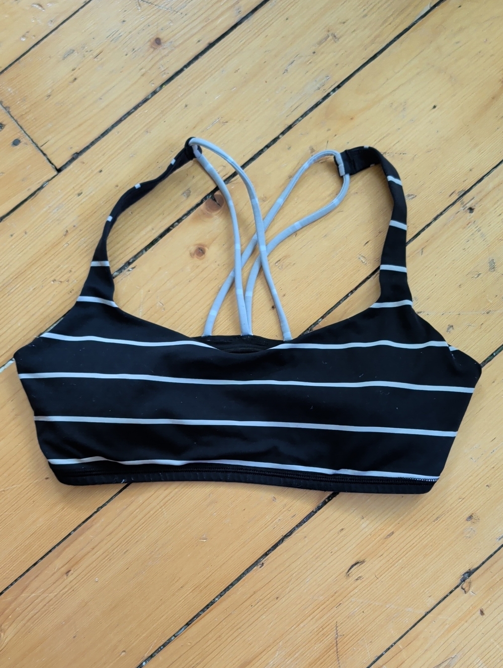 Lululemon Striped Black & White Crossback Sports Bra